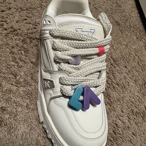 Louis Vuitton Kids Sneakers in White with Purple and Red Details